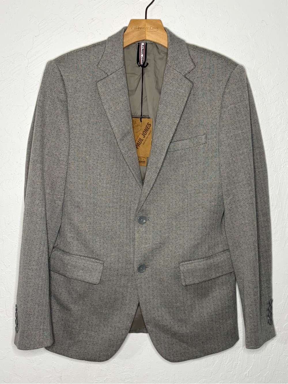 PJ Paul Jones Mens Herringbone Blazer Jacket Gray Knit Sport Coat NWT Size S